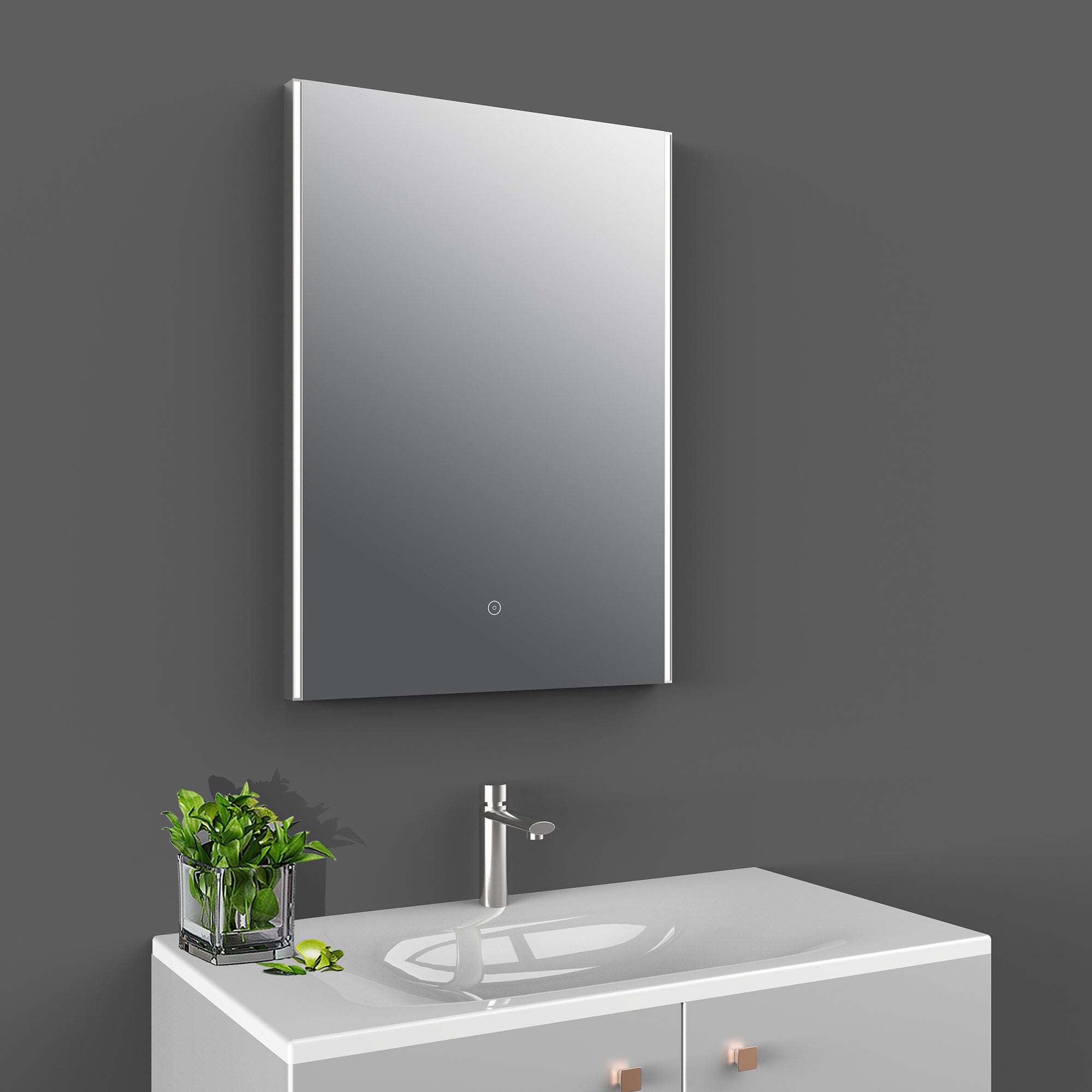 Rectangle Touch LED Edge Wall Mirror