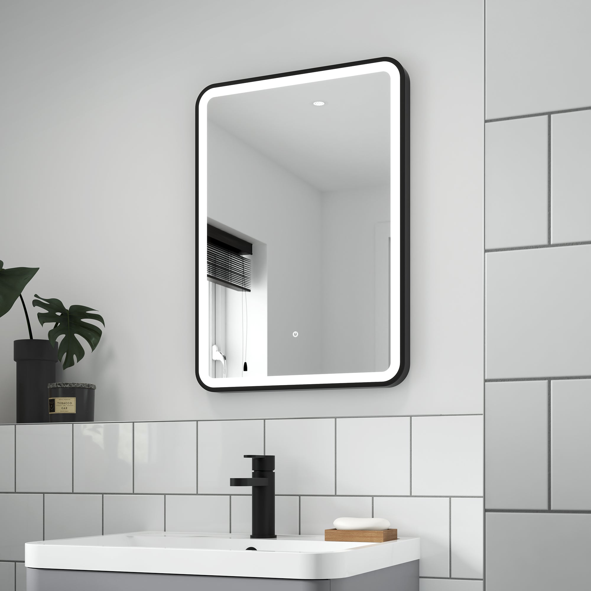 Rectangle Touch LED Framed Wall Mirror