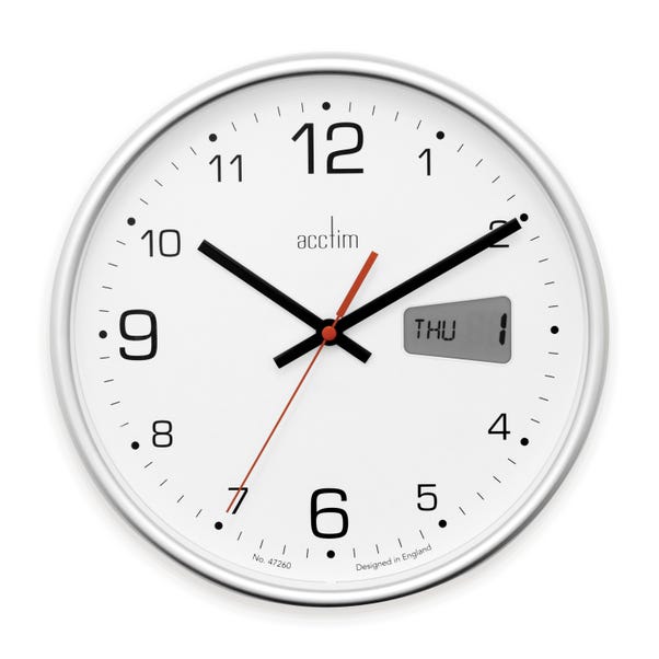 Acctim Kalendar Silver Wall Clock image 1 of 3