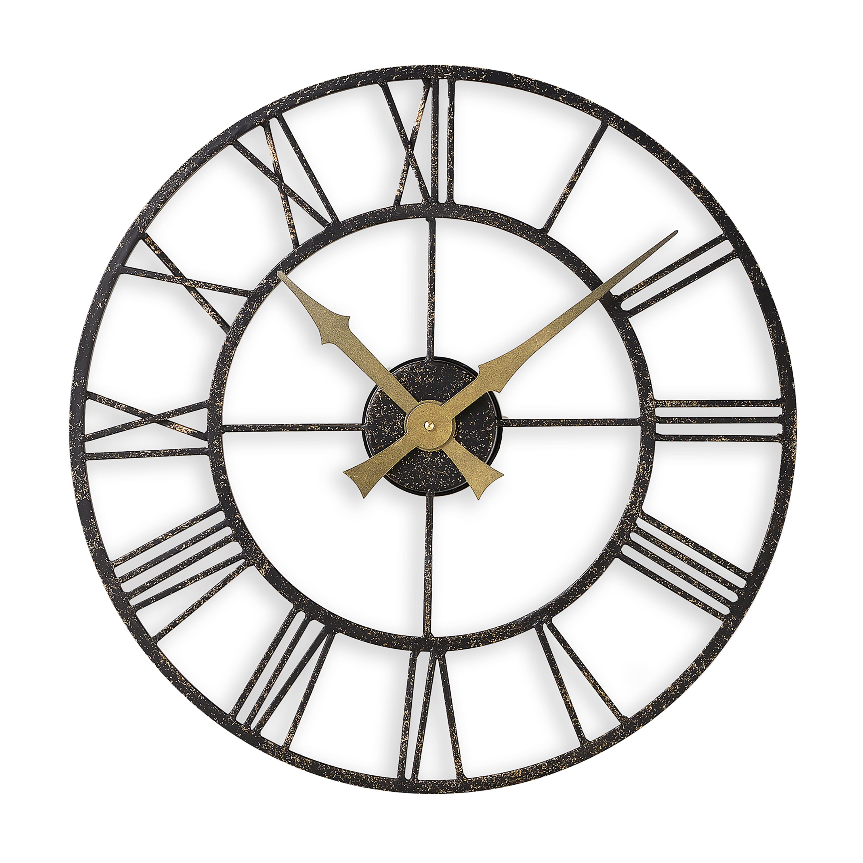 Vintage Skeleton 50cm Indoor Outdoor Wall Clock Black