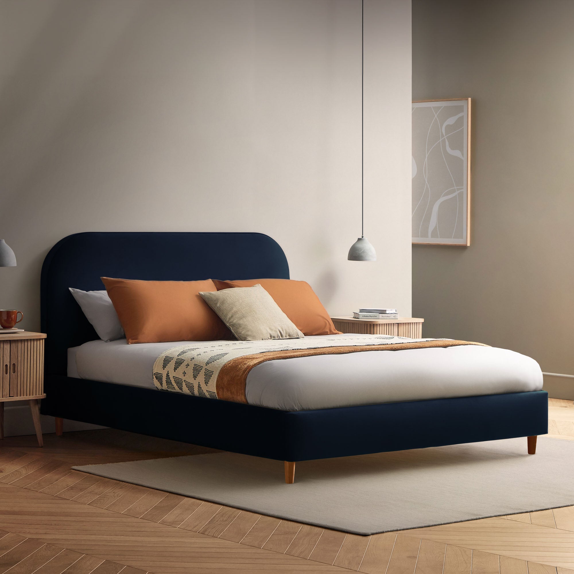 Fara Bed Frame Velvet Maritime Velvet