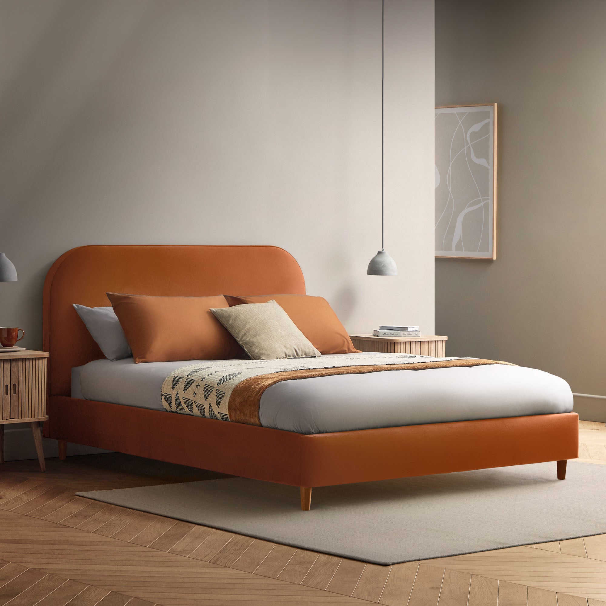 Fara Bed Frame Velvet Amber