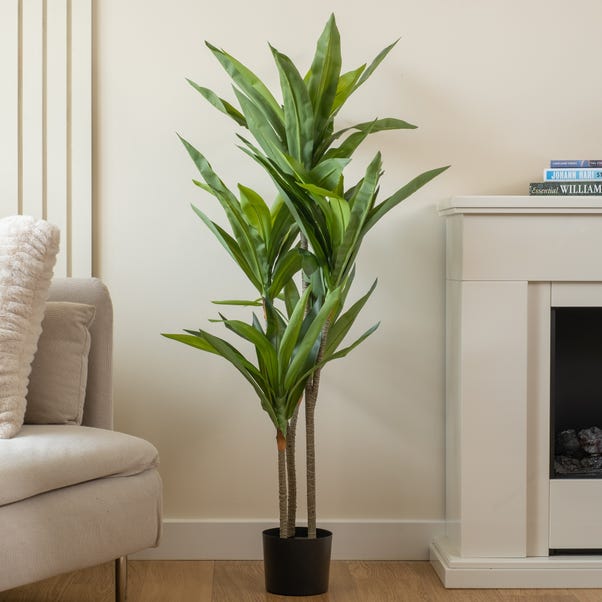 Artificial Real Touch Dracaena Tree in Black Plastic Plant Pot image 1 of 3