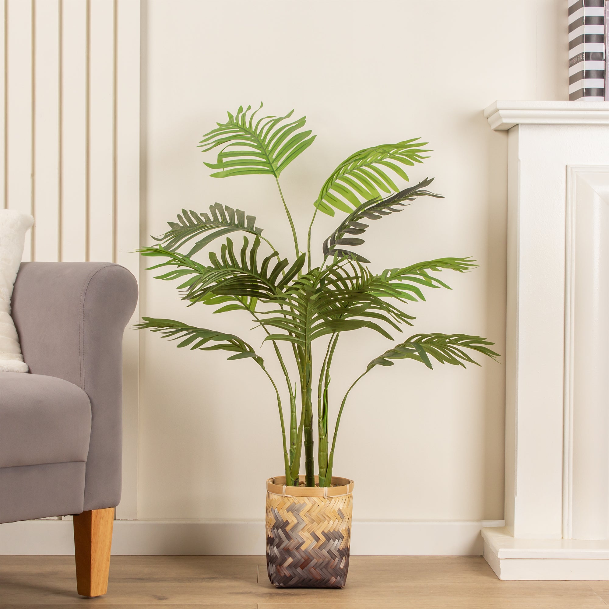 Artificial Palm Tree in Bamboo Plant Pot | Dunelm