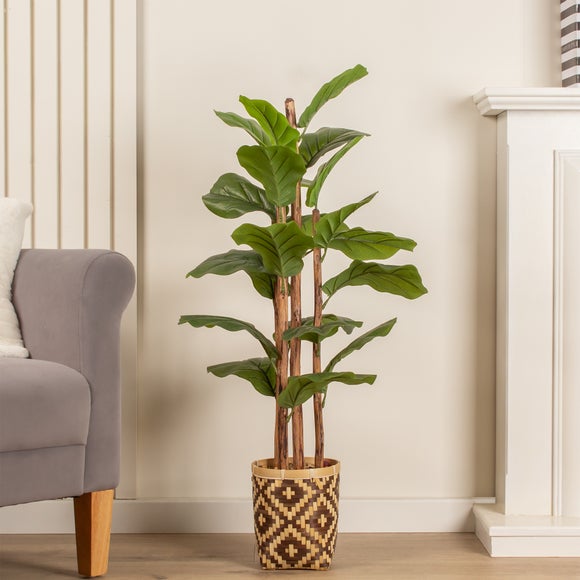 Click to view product details and reviews for Artificial Fiddle Leaf Fig In Bamboo Plant Pot.