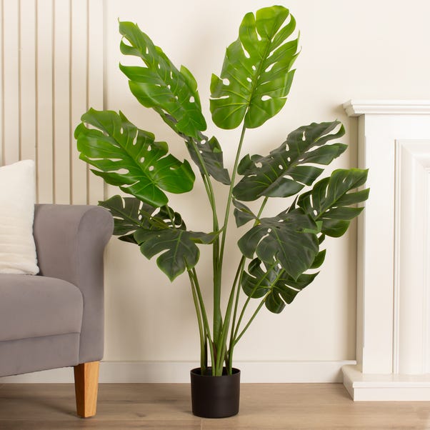 Artificial Monstera Cheese Plant in Black Plastic Plant Pot image 1 of 4