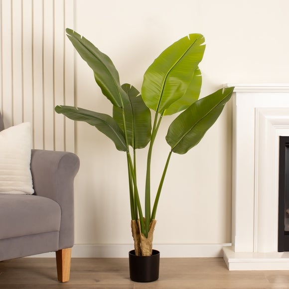 Click to view product details and reviews for Artificial Real Touch Banana Tree In Black Plastic Plant Pot.