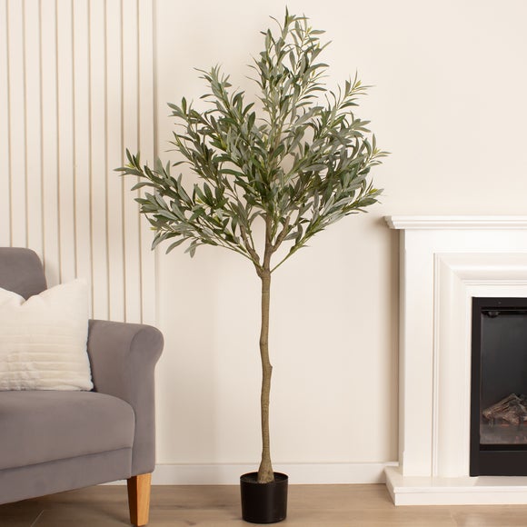 Artificial Olive Tree In Black Plastic Plant Pot