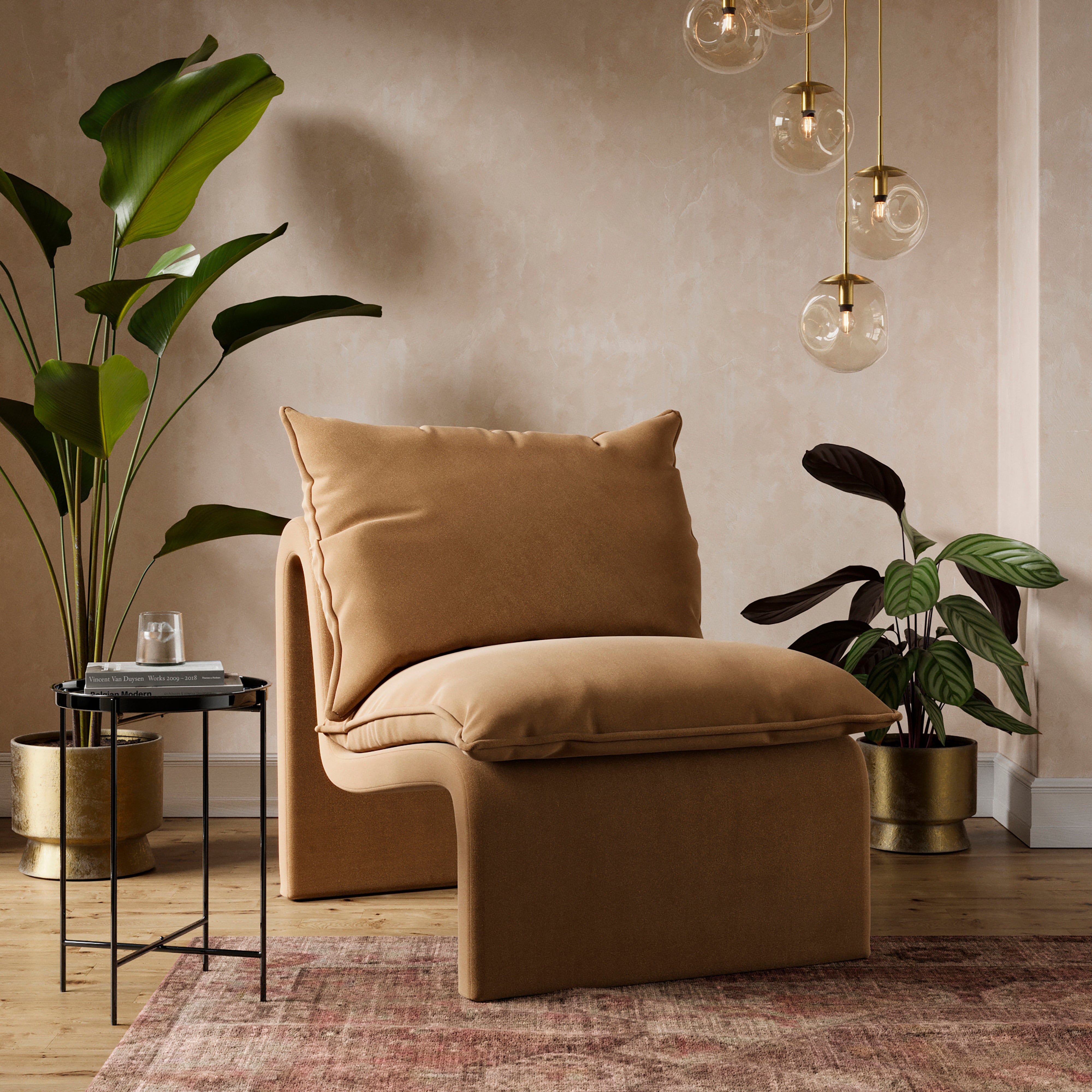 Rayner Velvet Accent Chair Caramel