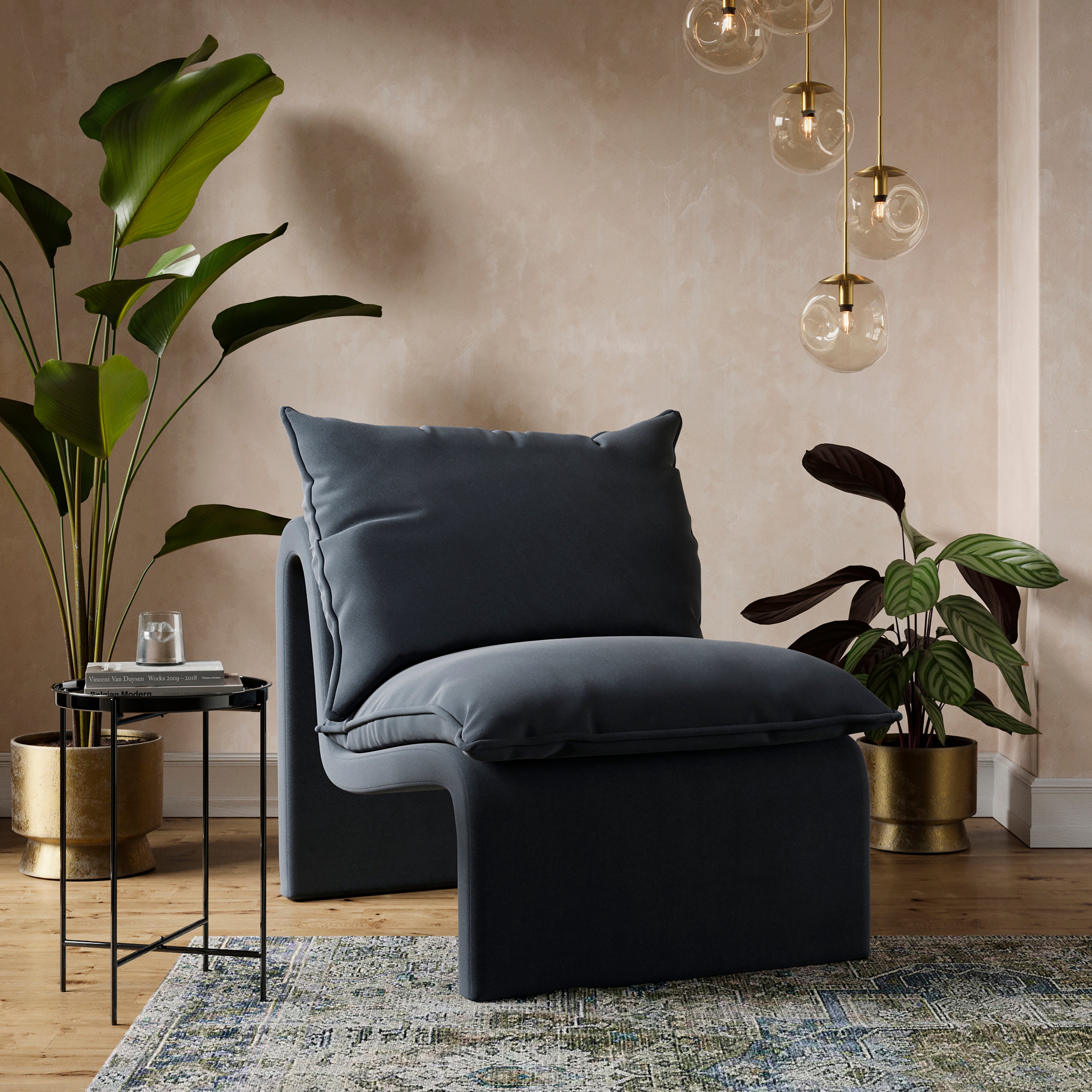 Rayner Velvet Accent Chair Ink Blue