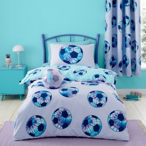 Catherine Lansfield Tie Dye Football Purple Reversible Duvet Cover And Pillowcase Set