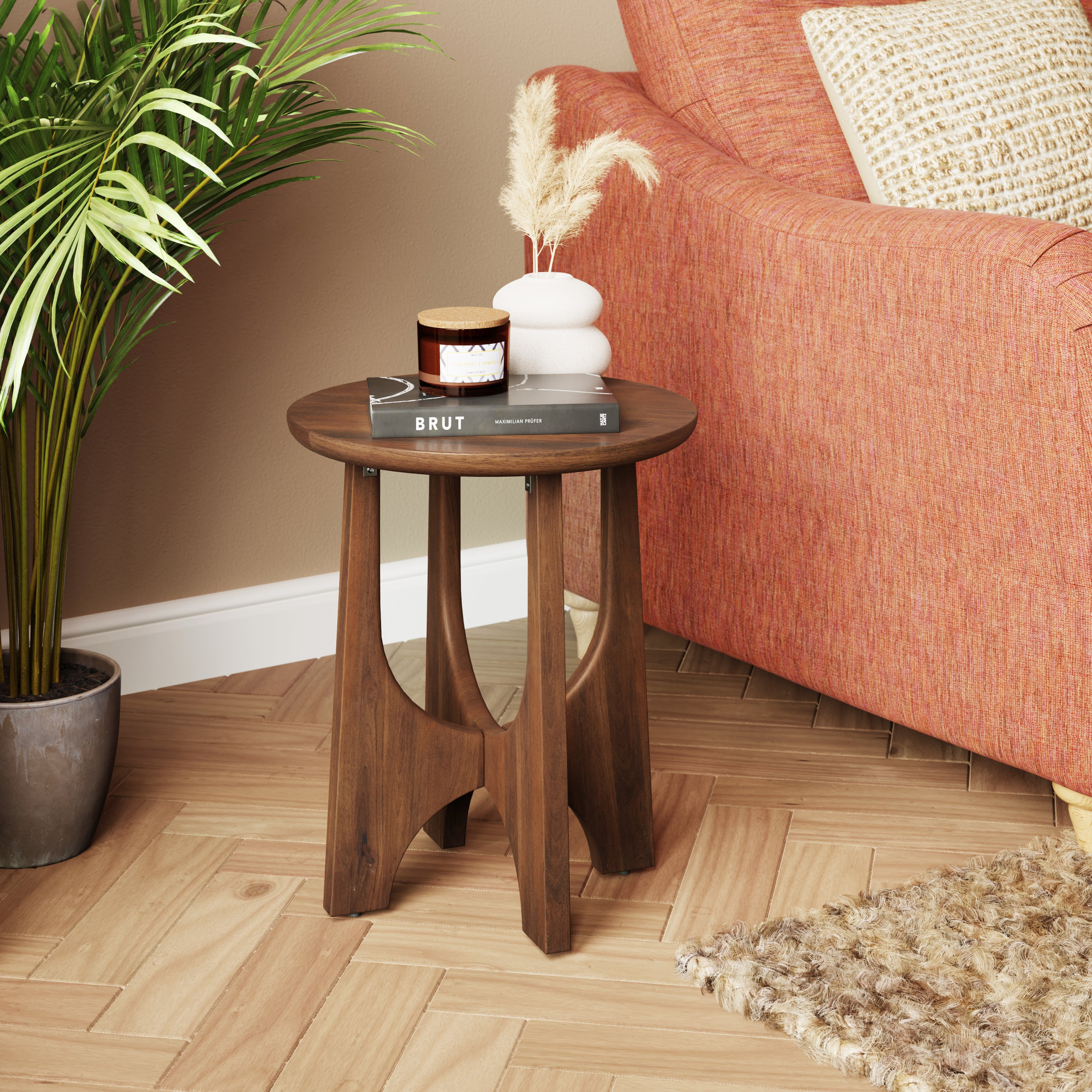 Ashwin Side Table Mango Wood Dark Wood Brown