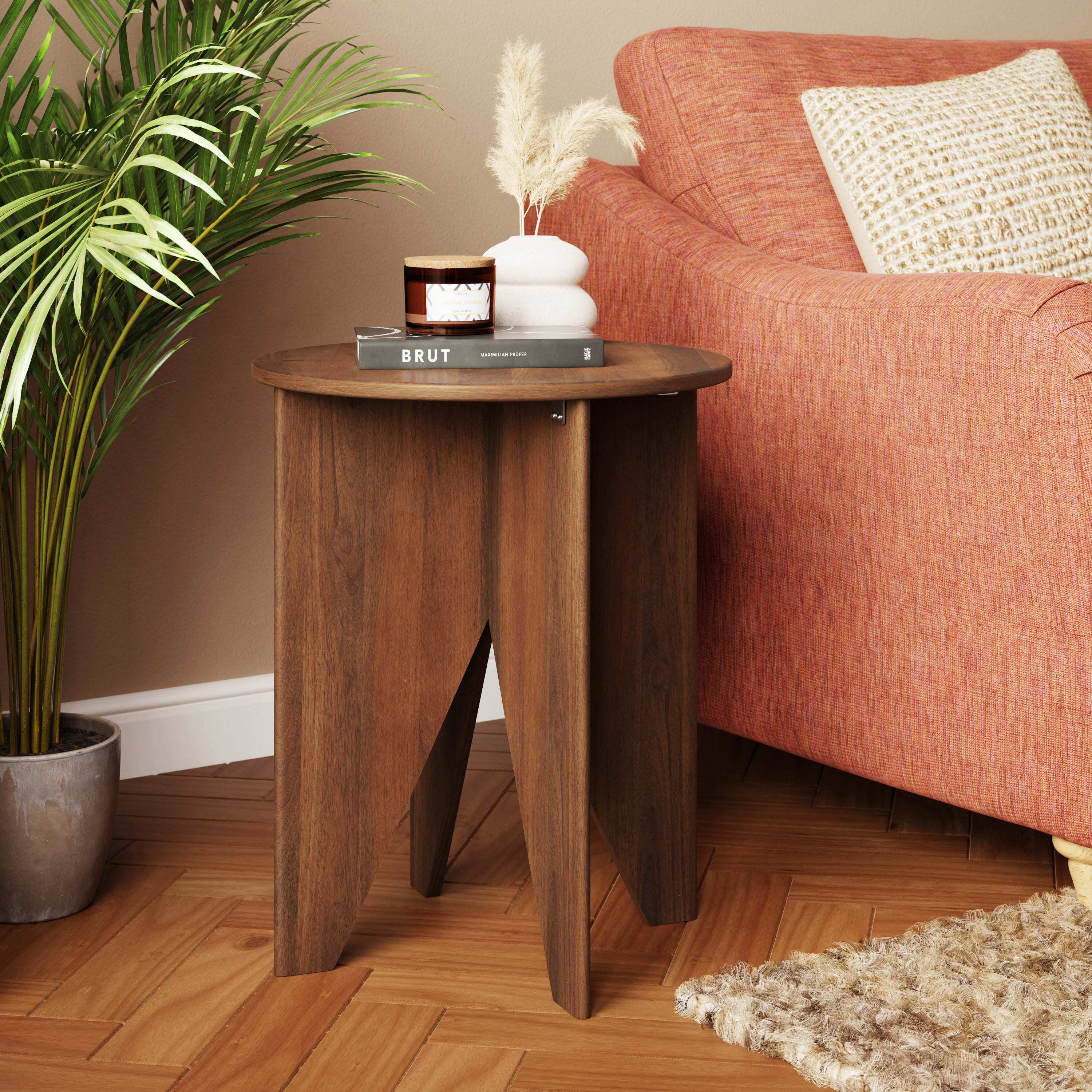 Kalpen Side Table Mango Wood Dark Wood Brown