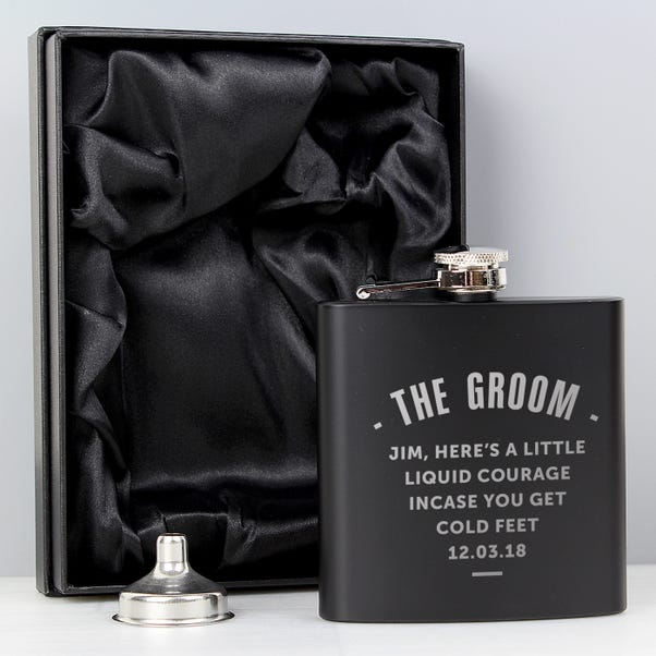 Personalised Any Message Black Hip Flask image 1 of 5