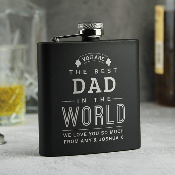 Personalised Best in The World Black Hip Flask image 1 of 4