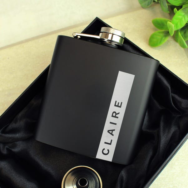 Personalised Name Only Black Hip Flask image 1 of 4