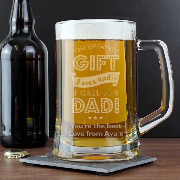 Personalised Greatest Dad Glass Pint Stern Tankard image 1 of 2