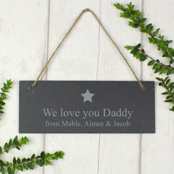 Personalised Star Motif Hanging Slate Plaque image 1 of 2