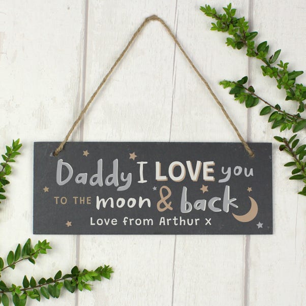 Personalised To the Moon and Back Hanging Slate Plaque image 1 of 3