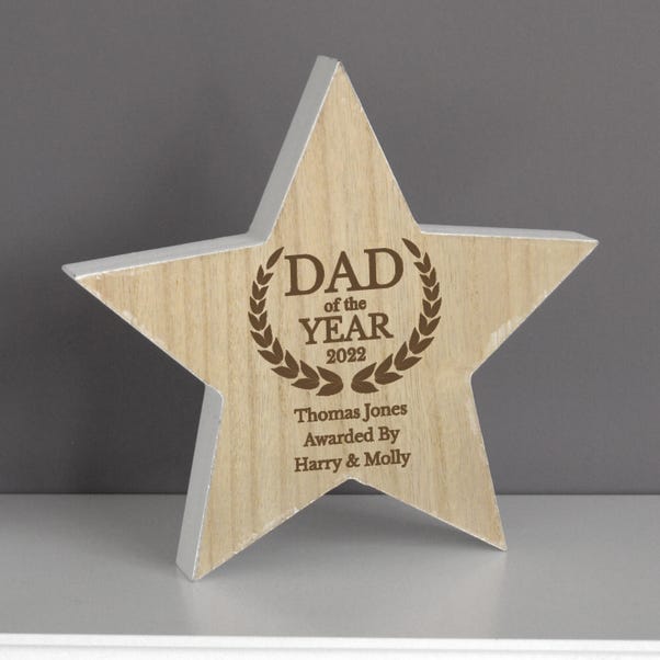 Personalised Dad of the Year Rustic Wooden Star Ornament image 1 of 4