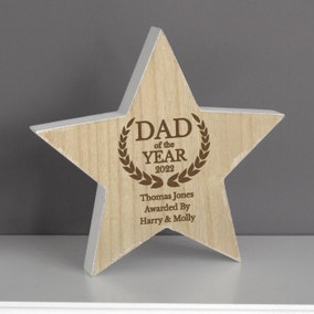 Personalised Dad of the Year Rustic Wooden Star Ornament