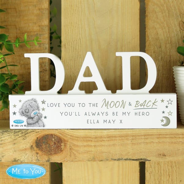 Personalised Me To You Moon and Back Wooden Dad Ornament image 1 of 3