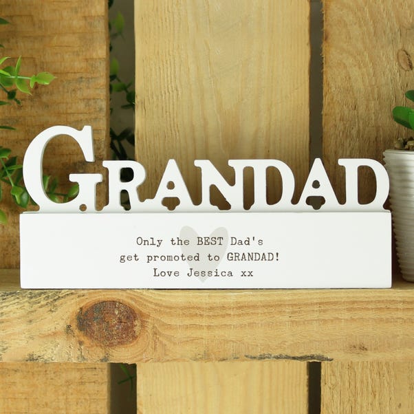 Personalised Free Text Heart Wooden Grandad Ornament image 1 of 3