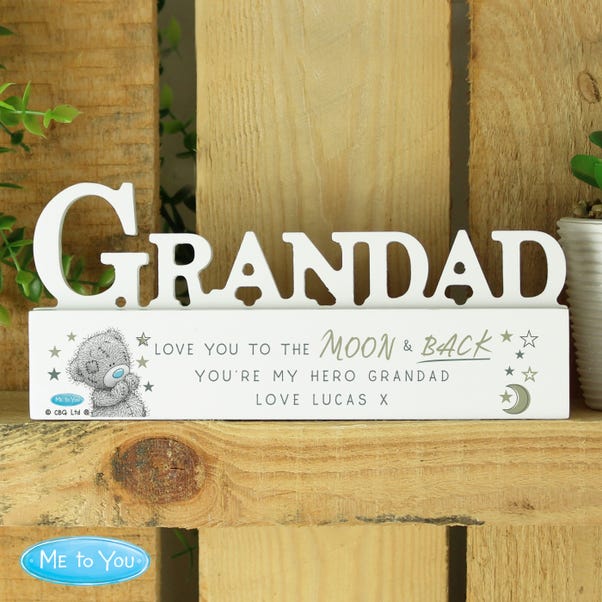 Personalised Me To You Moon and Back Wooden Grandad Ornament image 1 of 3