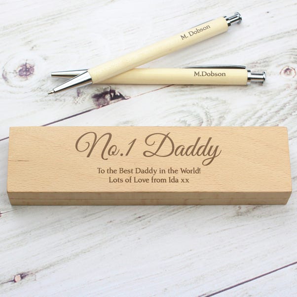 Personalised Any Message Wooden Pen and Pencil Box Set image 1 of 6