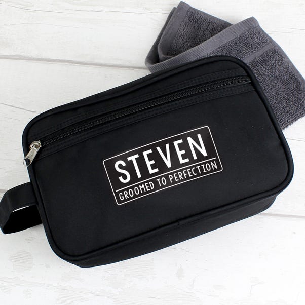 Personalised Free Text Black Toiletry Bag image 1 of 3