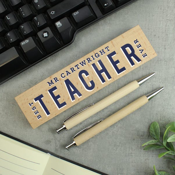 Personalised Best Teacher Wooden Pen and Pencil Set image 1 of 4