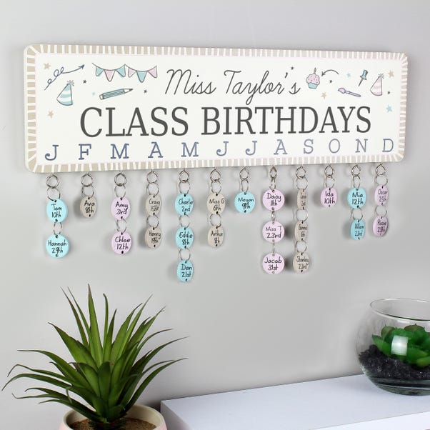 Personalised Classroom Office Birthday Planner Plaque with Customisable Discs image 1 of 4