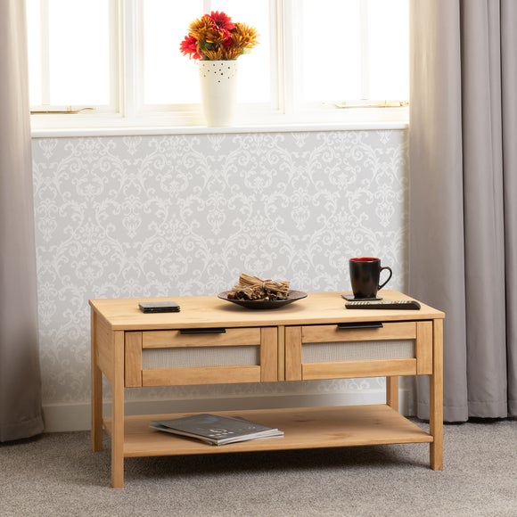 Click to view product details and reviews for Corona Rattan 2 Drawer Coffee Table.