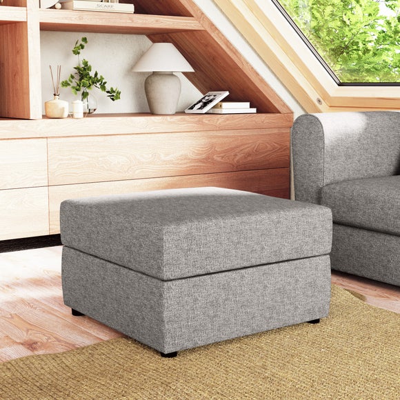 Square Tonal Weave Storage Footstool