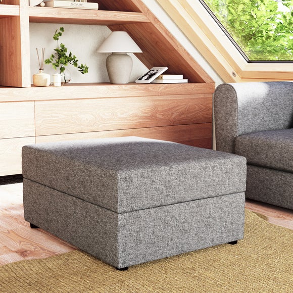 Rectangle Tonal Weave Storage Footstool