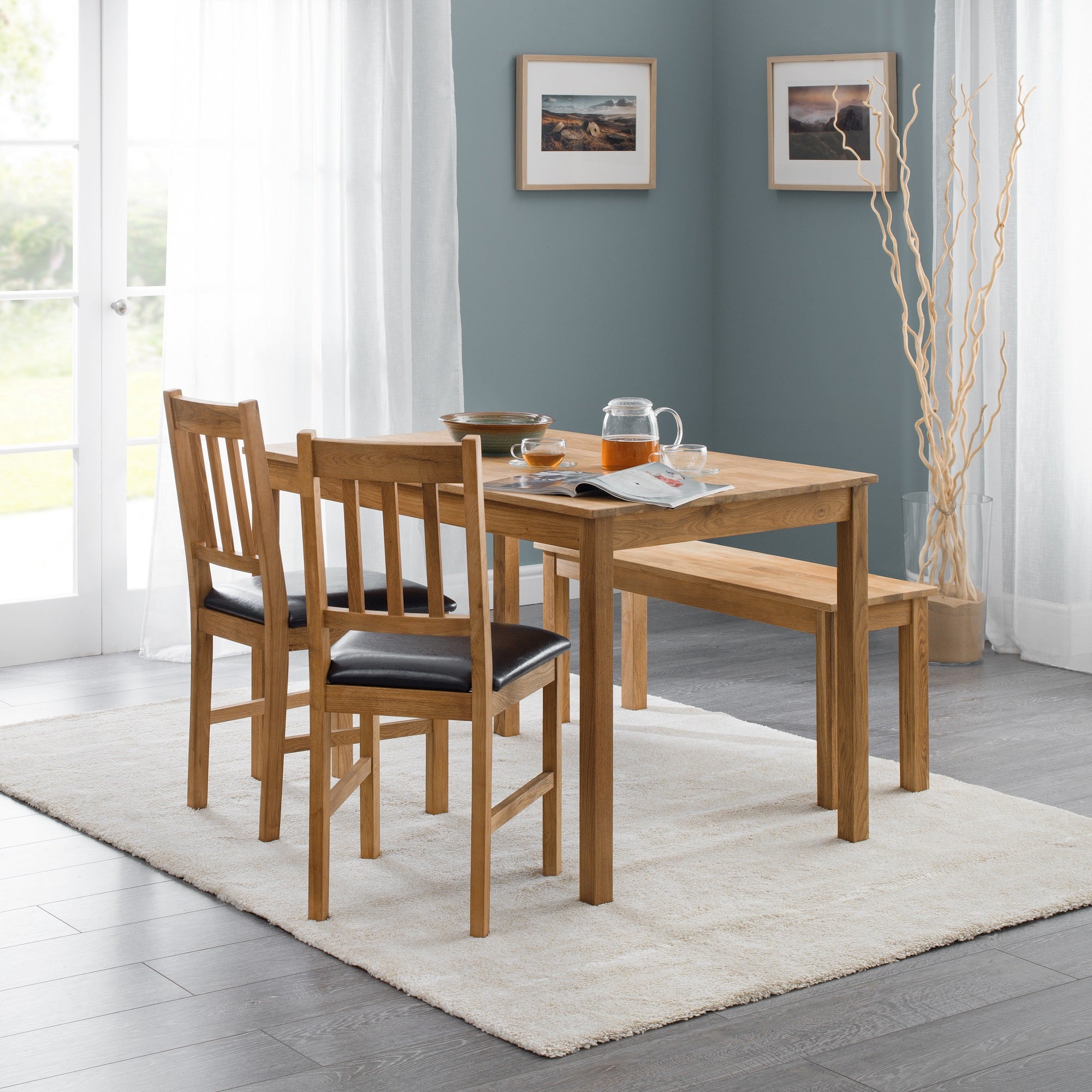 Coxmoor 4 Seater Rectangular Dining Table, Off White Solid Oak