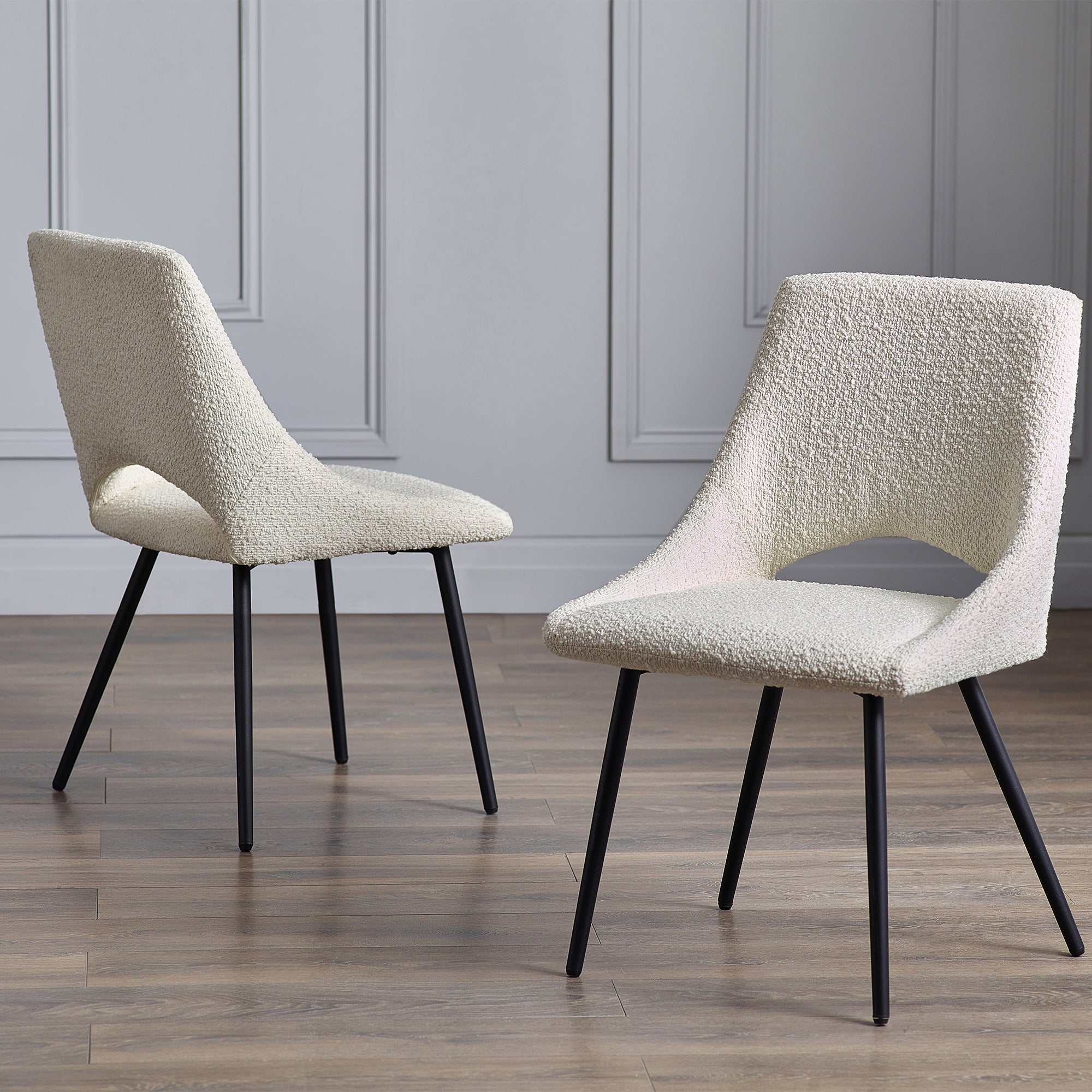 Iris Set Of 2 Dining Chairs Boucle Off White