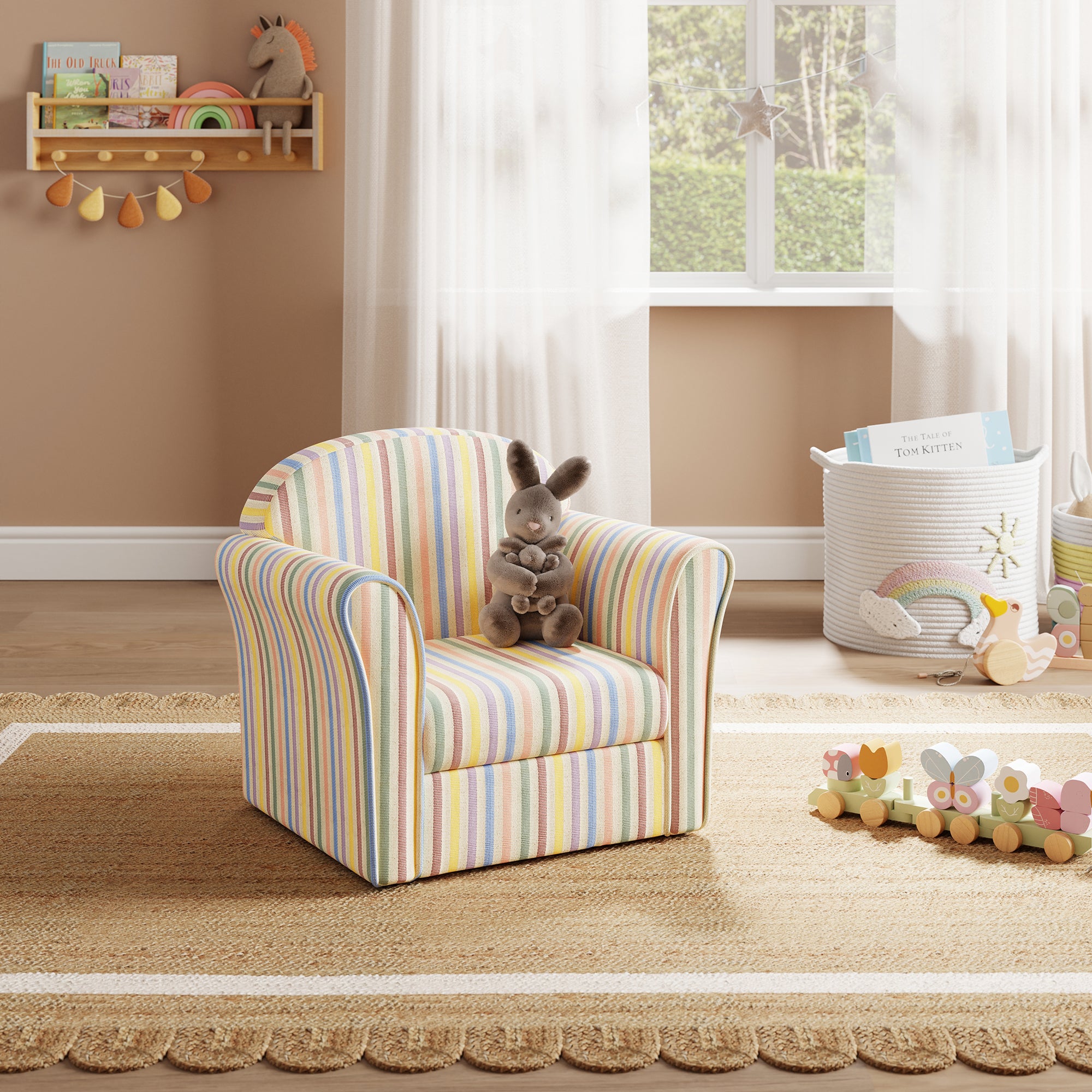 Kids Pastel Woven Stripe Armchair Multicoloured