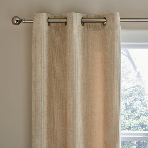 Chenille Striped Corduroy Thermal Eyelet Curtain Cream
