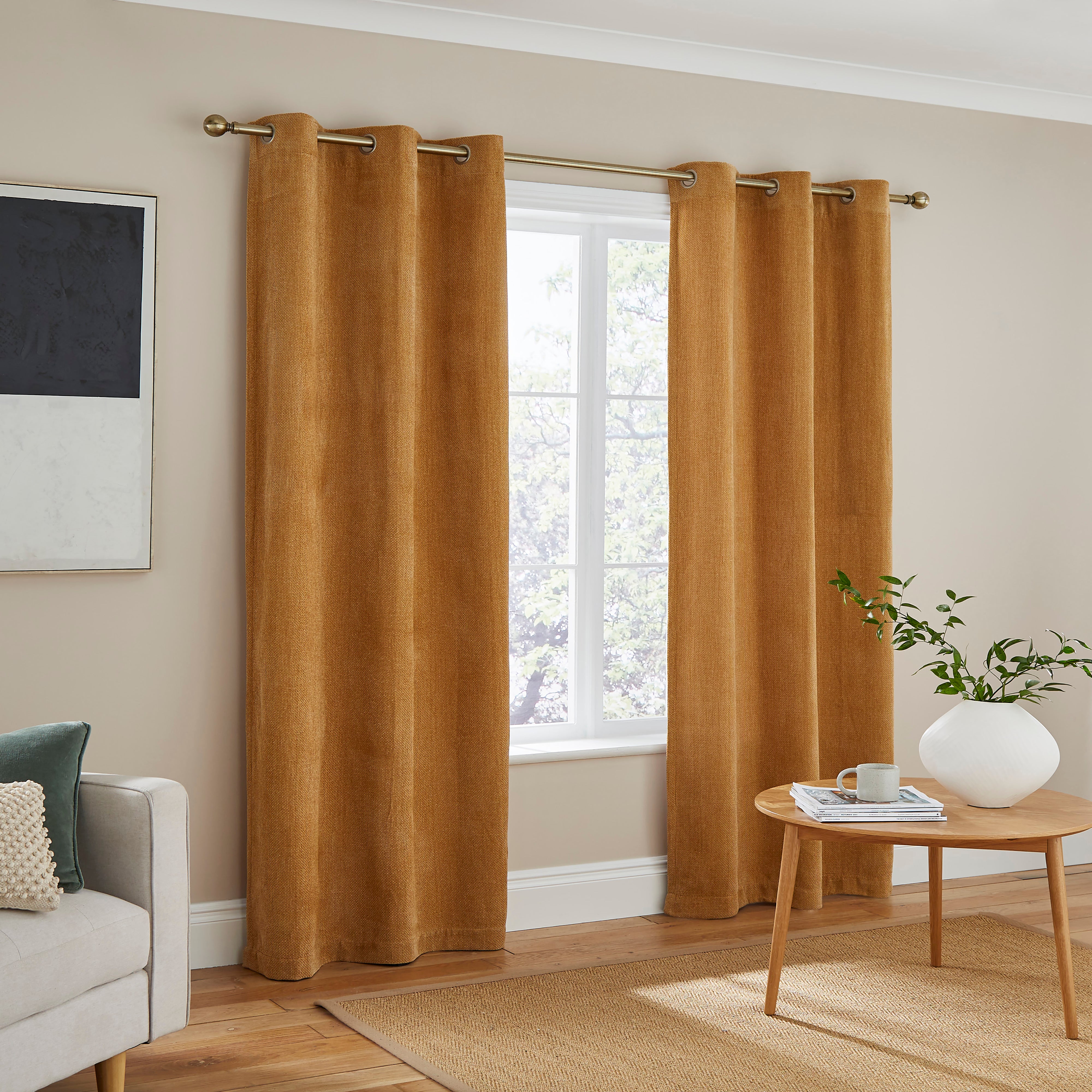 Ensley Chenille Eyelet Curtain Honey