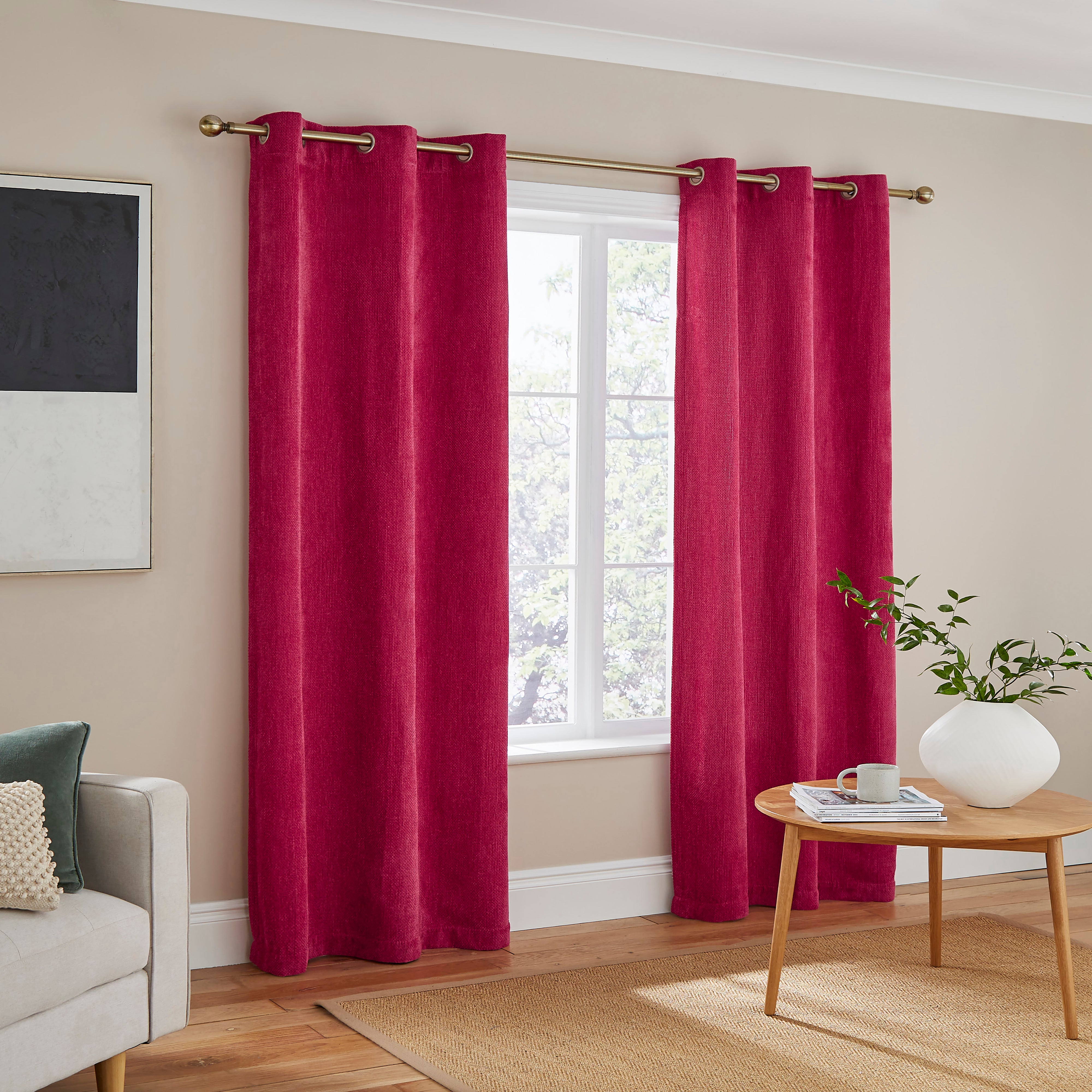 Ensley Chenille Eyelet Curtain Pink