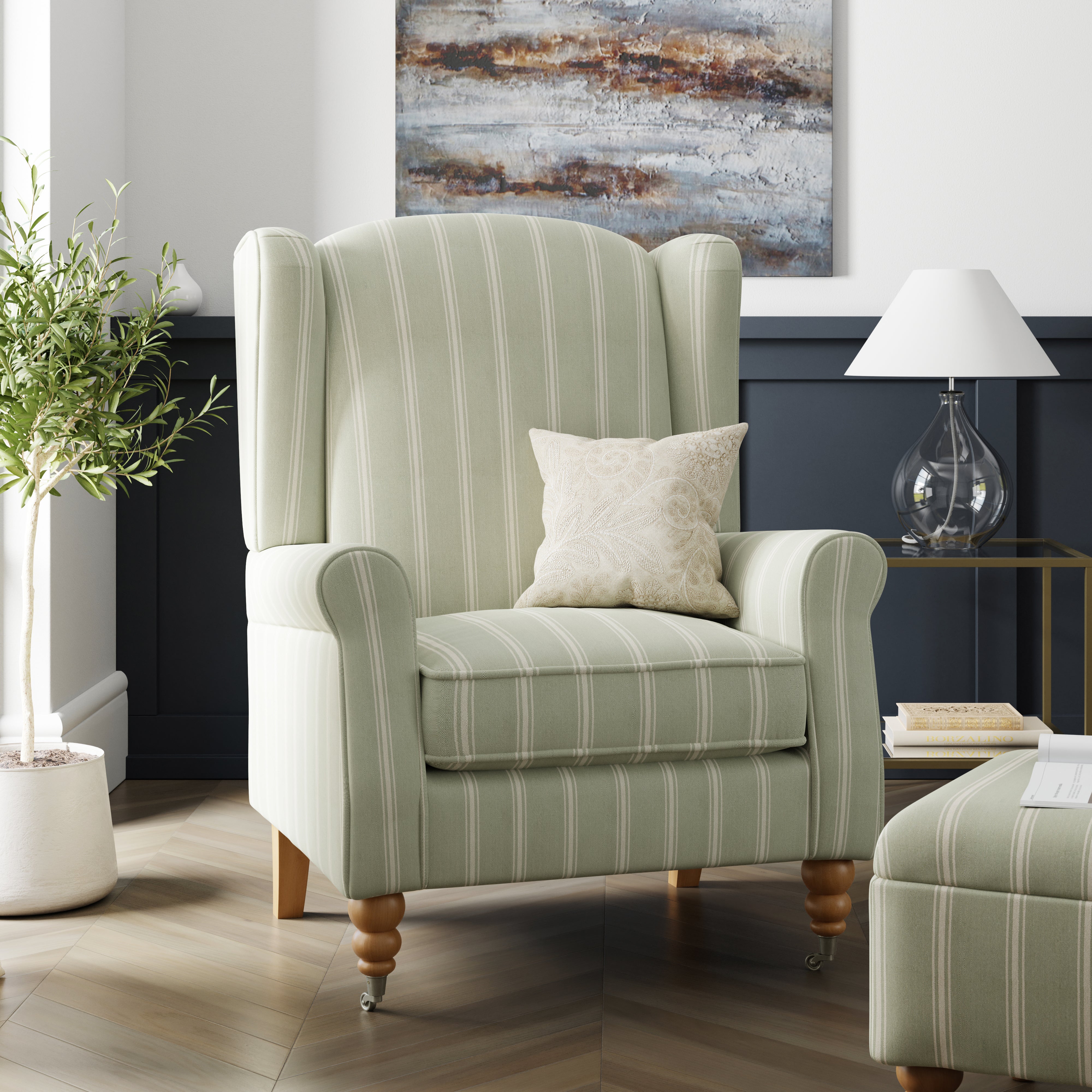 Oswald Folkstone Stripe Grande Armchair | Dunelm