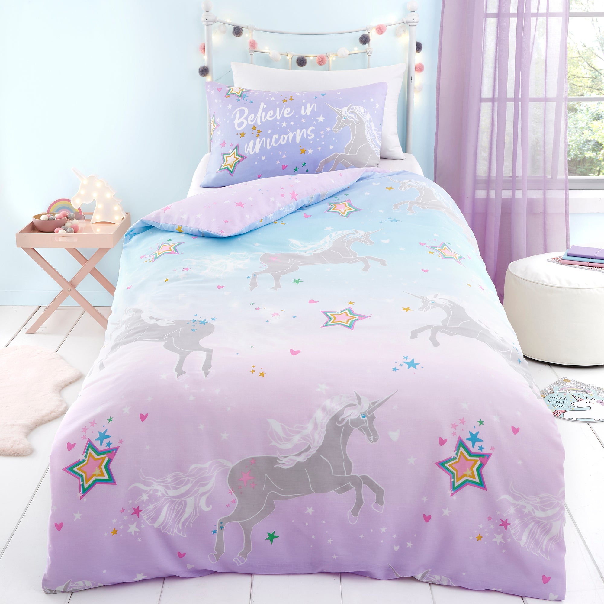 Ombre Unicorn Single Duvet Cover & Pillowcase Set