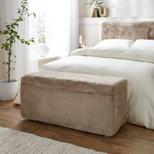 Elysia End Of Bed Ottoman- Faux Fur