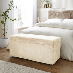 Elysia End Of Bed Ottoman- Faux Fur