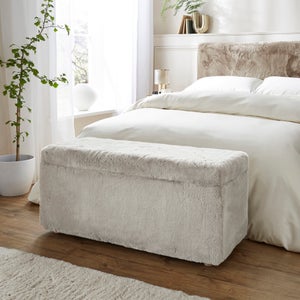Elysia End Of Bed Ottoman- Faux Fur