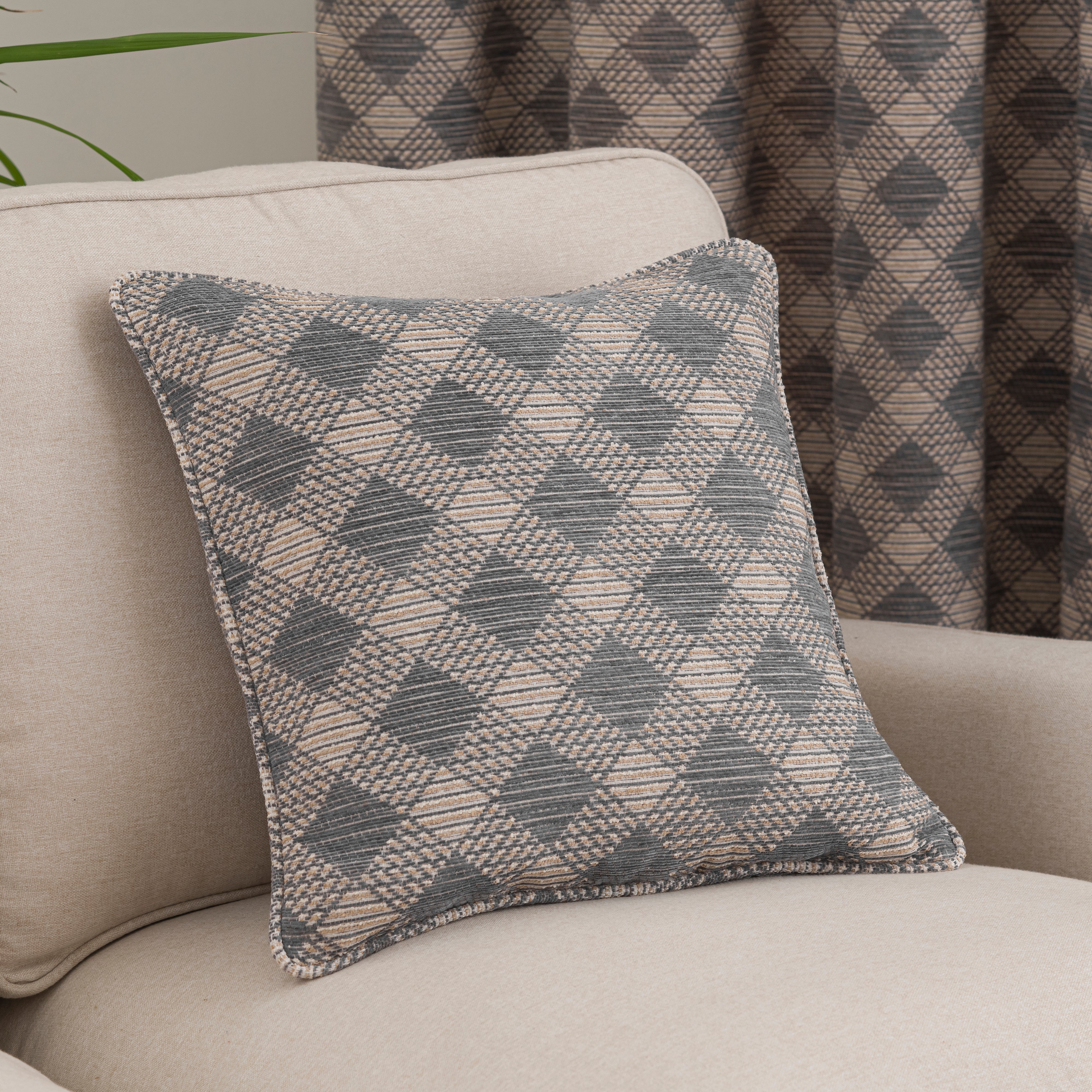 Brody Check Square Cushion Grey