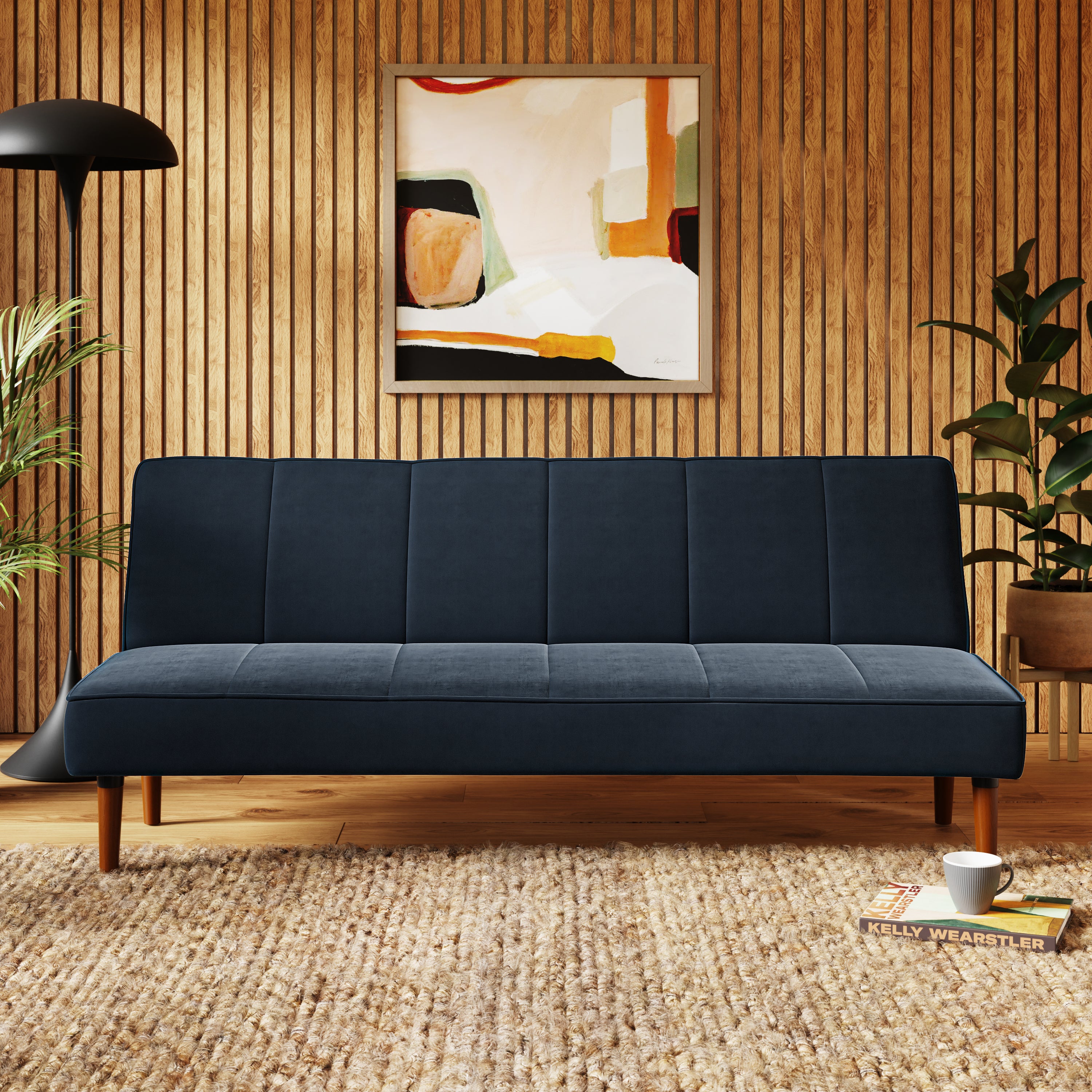 Niko Velvet Clic Clac Sofa Bed Ink Blue