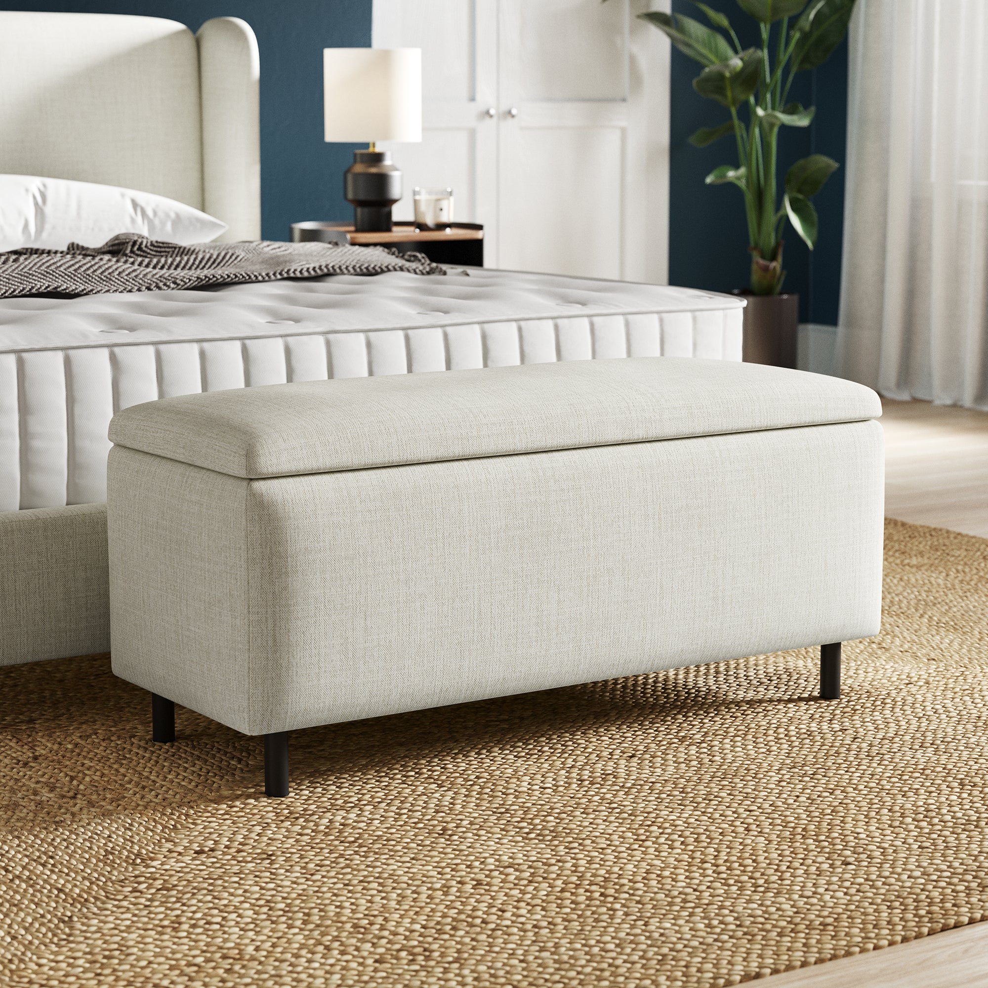 Cocoon Chenille End Of Bed Ottoman Natural