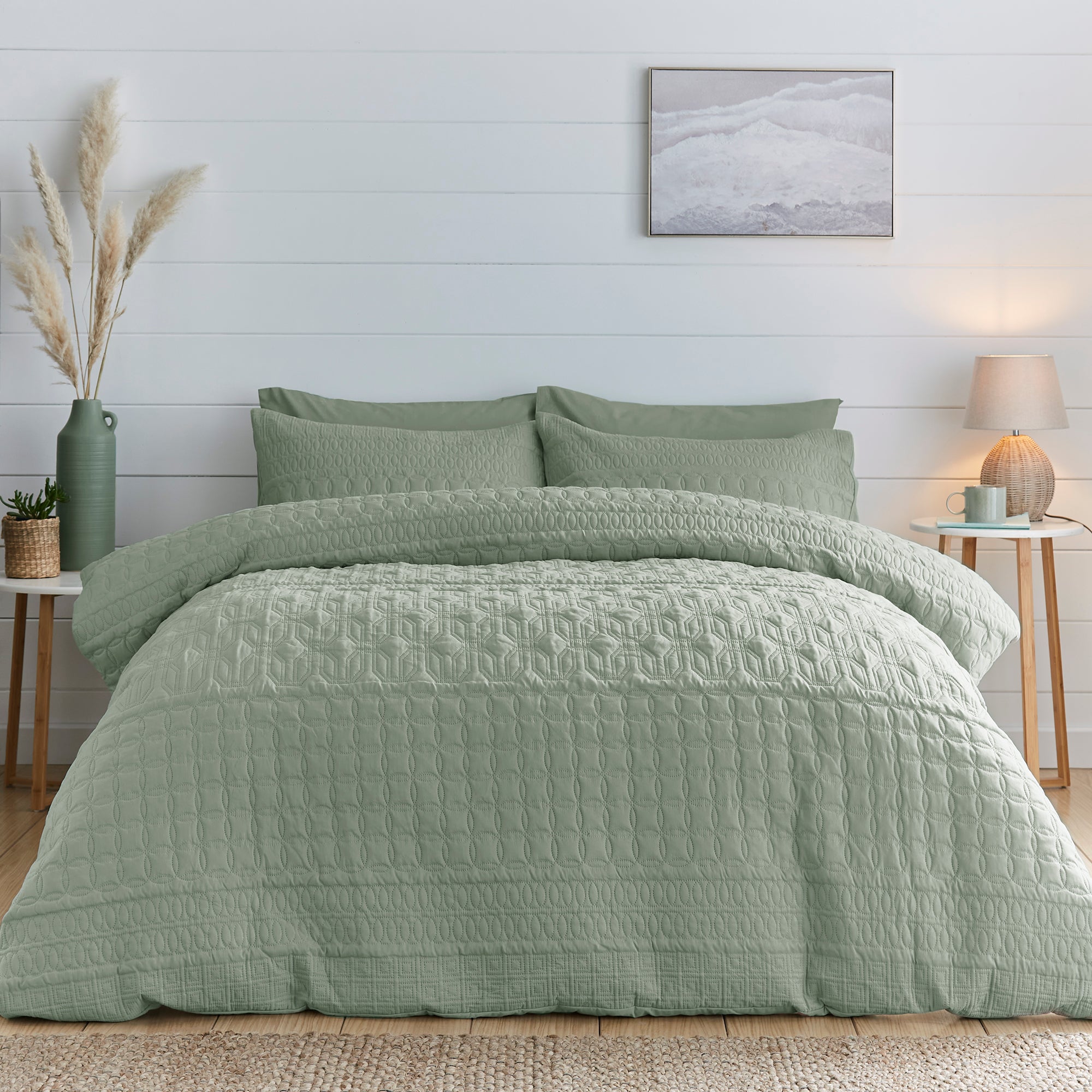 Billie Duvet Cover And Pillowcase Set Sage Green